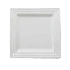 Nora Fleming Square Platter - Modern Dinnerware with Pinstripe Rim, Dishwasher Safe Tableware, Square Tableware for Serving & Kitchen Dining Use