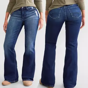 Women Denim Shorts Ripped High Waisted Jean Shorts with Pockets Bell Bottom Flare Jeans