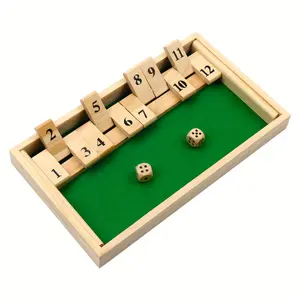 Toy Shut The Box Game Wooden, 12 Numbers 2 Player Dice Game, Classic Popular Tabletop Games, For Friends, Family Party