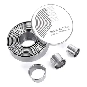Round Cookie Cutter Set 12PCS, Stainless Steel Biscuit & Donut Cutter Rings, Graduated Circle Pastry Cutters for Baking, Dough, Fondant, Kitchen Baking Tools