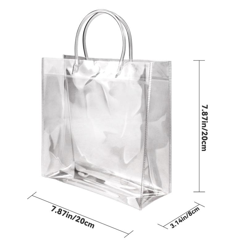 Pack of 16 Clear PVC Gift Bags with Handles,7.87" x 7.87" x 3.15"Reusable Goodie Tote Bags with Ribbons and Tags,Foldable Party Favor Bags for Weddings,Valentine'S Day,Hand Tools Kits,Springtok home tool