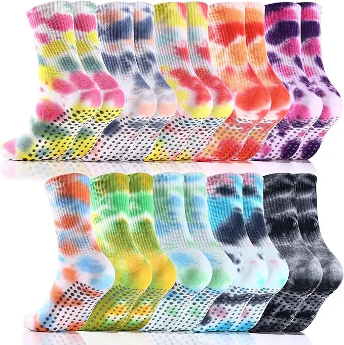 10 Pairs Tie Dye Mid-Calf Cotton Socks Street Trend Socks for Women Men Gradient Color Fashion Sports Socks