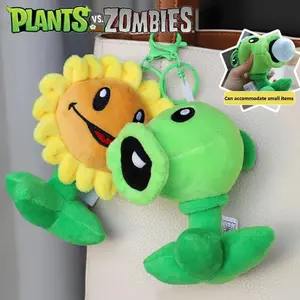 Plants vs Zombies Sunflower Peashooter Nut Plush Cell Schoolbag Pendant Keychain Plush Doll Toy Figures Soft Teens Holiday Gifts