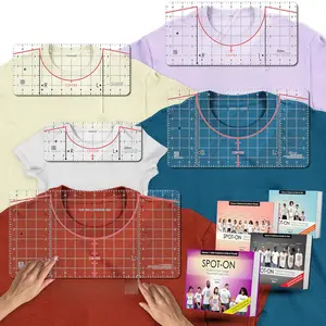 (5 Sizes) Tshirt Ruler Guide for Vinyl Alignment - T Shirt Measurement Tool, Center Placement Guide for Heat Press, Shirt Ruler, Left Chest Logo, DTF, HTV, Sublimation, Shirt Alignment Tool