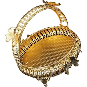Large Capacity Serving Tray 5L Metal Fruit Basket Comfortable Handle Food Holder Home Kitchen Dining Table