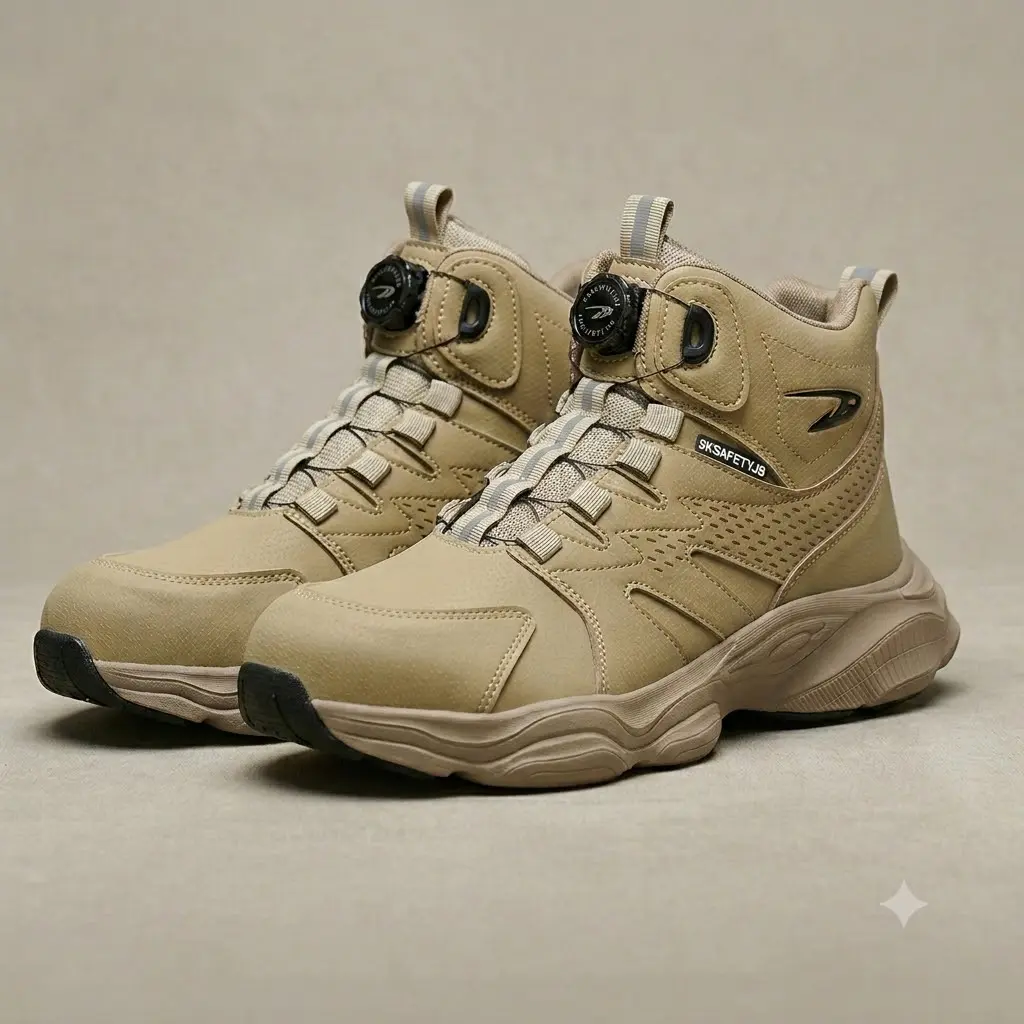 Men's ASTM Steel Toe Work Boots with Quick Dial Lace-up System, Lightweight Breathable Safety Shoes, Shock Resistant & Puncture-Proof for Warehouse Work, Spot Clean, All Weather Grip, Logistics & Delivery, Cushioned, All Seasons, Footwear, Closed, Safety,