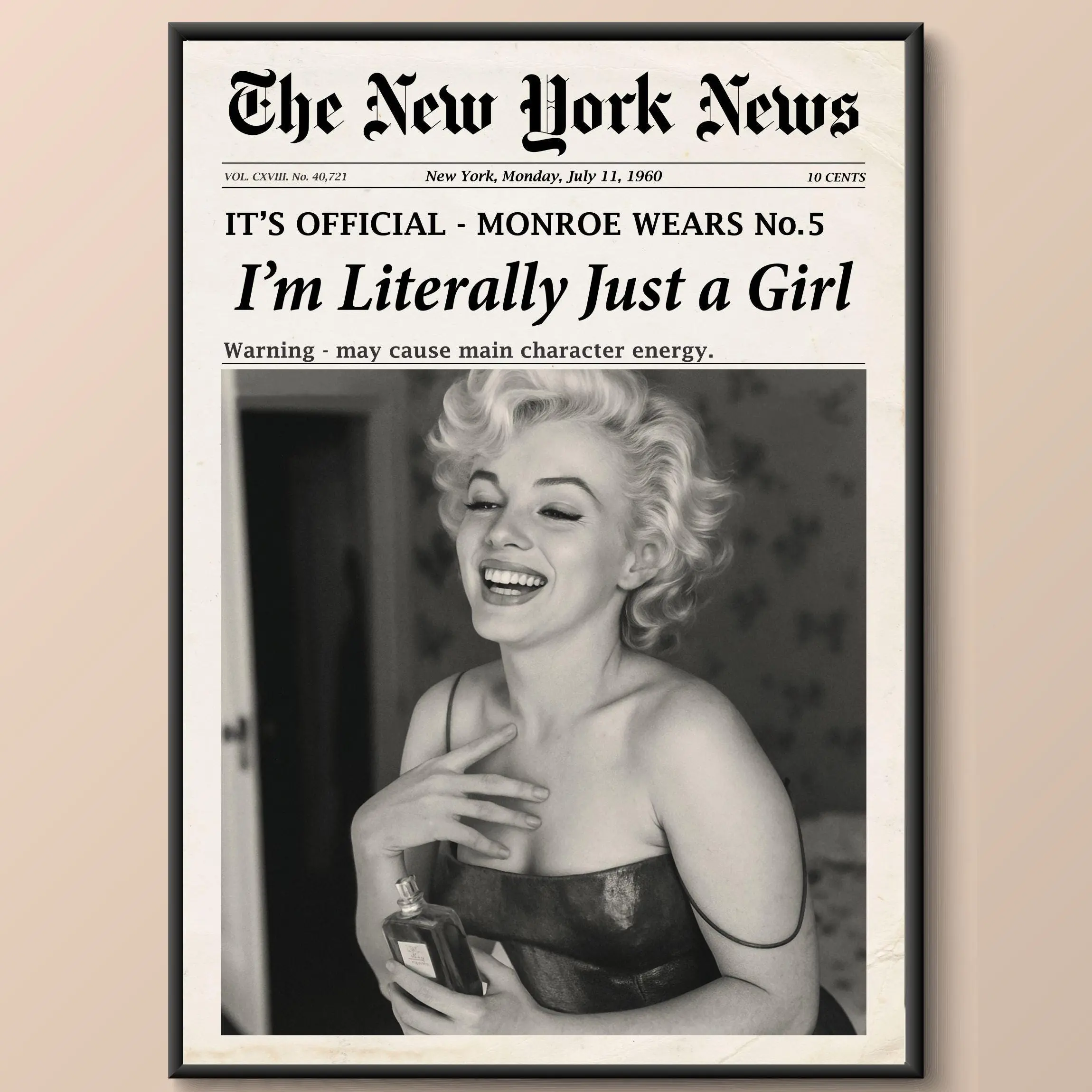 Marilyn Monroe Poster – 60s Retro Newspaper Cover Wall Art Print