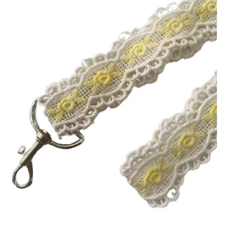 Embroidered lace beautiful lanyard with yellow flowers