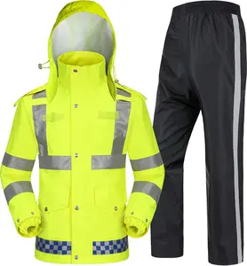 High Visibility Rain Suits Men and Safety Jacket and Pants Suit Waterproof