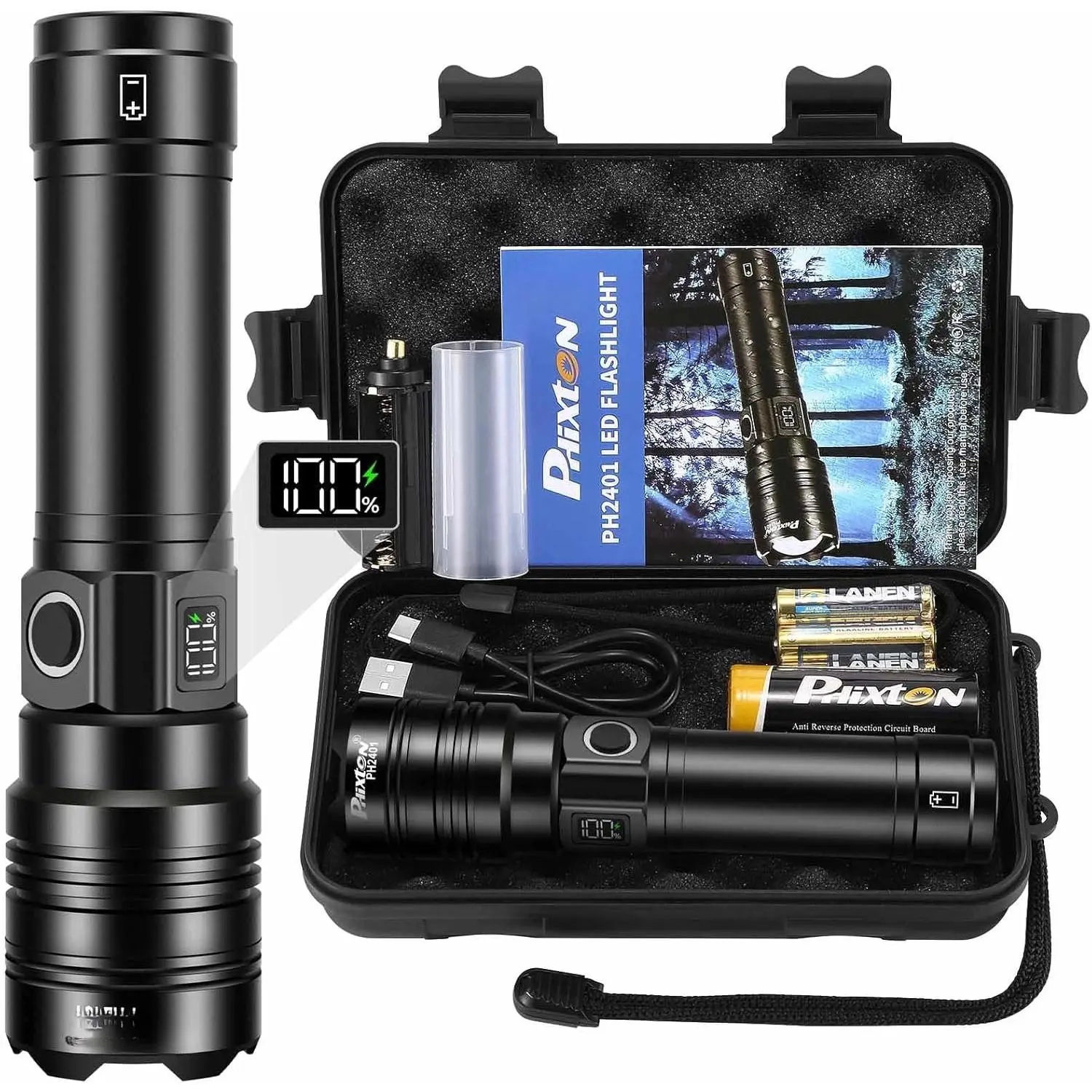 Rechargeable Flashlights 10000 High Lumens Long Range 3280 FT, Super Bright USB C LED Flashlight Long Lasting 15 Hours,  Multifunctional  Flash Lights, for Camping