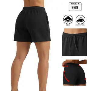 Unisex Casual Comfy Sweat Shorts for Men Women Elastic Drawstring Lounge Athletic Workout Summer Outfit Sweet Wear Basic Essential Streetwear Soft Cotton Pockets Activewear Gym Track Couple Shorts