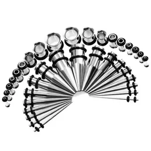 Ear Gauge Stretching Kit Stainless Steel Tapers And Plugs Set 36 Pieces 14g-00g