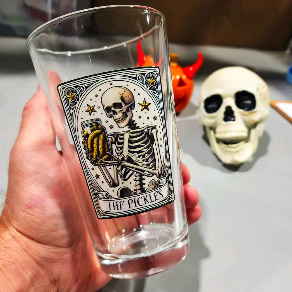 Pickle Tarot Pint Glass w/ 2 Stick packs & Matching Decal | 16 OZ