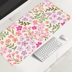 Large Rubber Gaming Mouse Pad, Flower Design Style, Fun Desk Element, Ideal for Office and Game Setup, Christmas and Halloween Gift
