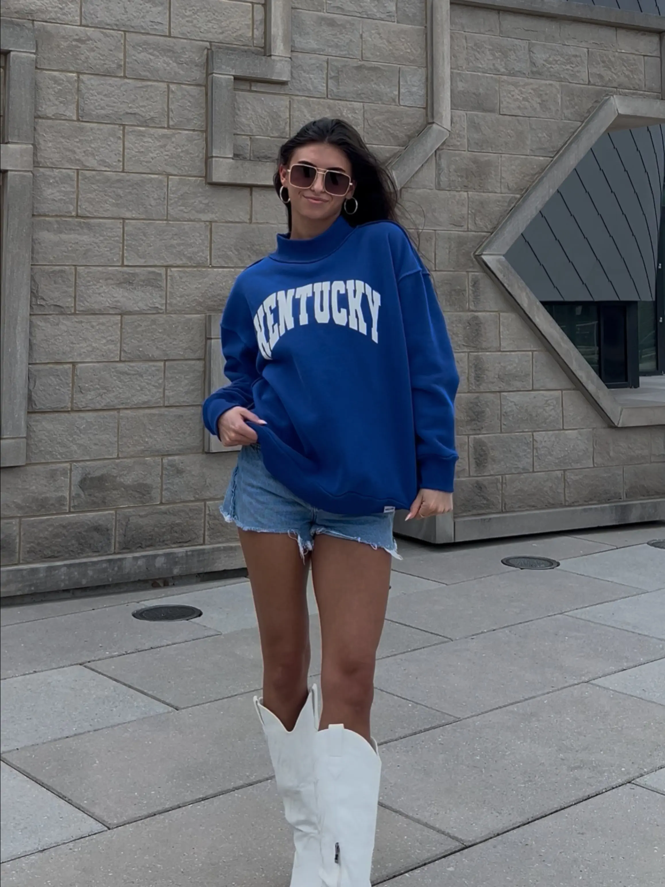 Women's Tilly Kentucky Oversized Mock Neck Crew Sweatshirt, Chic, Everyday, Long Sleeve, Casual, Comfortable Top, Statement, Sweatshirts