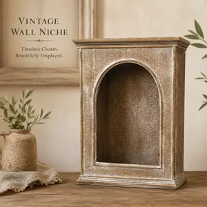 Vintage Wall Niche Cabinet Rustic Wooden Wall Shelf Display Cabinet for Farmhouse Home Decor