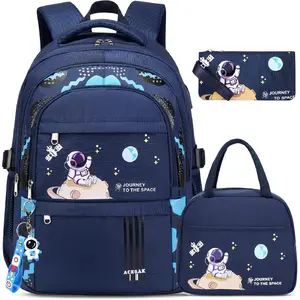 PLL Backpack for Boys - Boy Backpack Schoolbag for Boys Children Teens Girls Elementary Middle School Bags, Waterproof Lightweight Bookbag Backpacks Casual Daypack with Lunch Bag Set