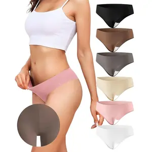 LEVAO Seamless Thong for Women 1/3/6 Pack, No Show Anti Camel Toe G-String Panties, Soft Breathable Yoga Workout Underwear