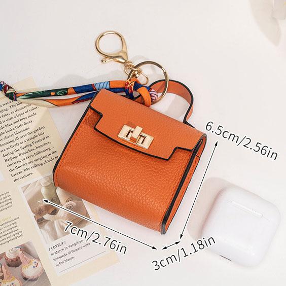 Mini Square Bag Pendant Keychain - High Quality Leather with Colorful Strap, Cute Car Keychain & Bag Charm Accessory