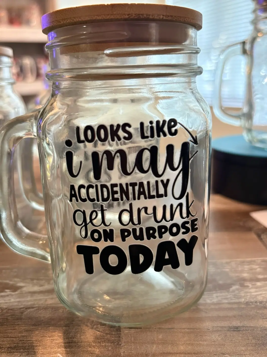 16oz Vintage Glass Mason Jar Mug with Handle + Lid, Reusable Kitchenware Drinkware for Daily Use Washable Tumbler