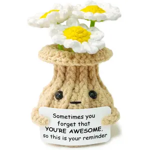 Positive Crochet Daisy Inspirational Gift Women - Sometimes You Forget You're Awesome - Easter Basket Stuffers Crochet Flowers Daisy Decor