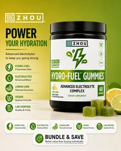 Zhou Hydro-Fuel Electrolyte Gummies for Active Adults – Hydration Support Supplement with Electrolytes, Vitamin B6 & B12 for Energy & Fluid Balance