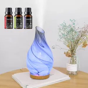 Ultrasonic Essential Oil Diffuser 200ml, 7 Color Changing Night Light, Quiet Humidifier with Auto Timer  Home & Bedroom Safe aromatherapy Silent Waterless wood grain USB Mini Portable Humidifier with LED Light Flame Humidifier with Auto Off 7-color