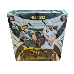 Panini Select 2024 Football Mega Box - 42 Cards Vol 1 Sports Trading Card Pack with Black & Red Prizm Die-Cuts and 6 Packs of Sports Cards