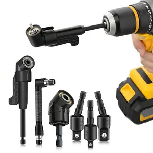 6 PCS Right Angle Drill Attachment Set, Flexible Drill Bit Extension,  1/4 3/8 1/2 Steel 105° Angled Rotatable Socket Adapters, Ratchet Wrenches for Tight Narrow Spaces Home Garage Technicians