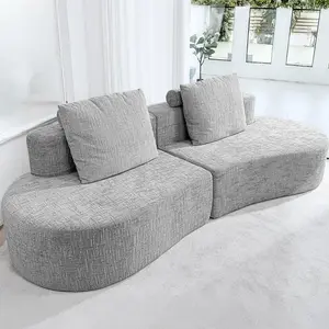 【30.3“ Extra Deep Seat】HOMRELEXA 98" Boneless Curved Sofa with Half Moon Design, Sofa Bed with 2 Throw Pillows & 4 Seaters for Living Room, Office & Apartment, Small Apartment Sofa, No Assembly Required, Black Friday