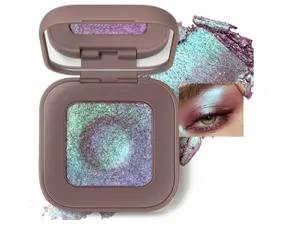 Noerrors Duochrome Plum Mauve Green Blue Glitter Eyeshadow Palette, Holographic Chameleon Rich Color Shimmer Metallic Eye Shadow