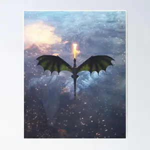Rhaegal Poster, dragon Wall Art, game of thrones Home Decor, dragon, game of thrones, jon snow, rhaegal, season 8, Printed