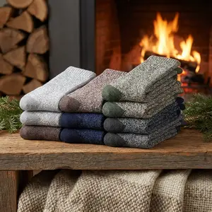 Men's 5 Pairs Merino Wool Socks - Super Thick Thermal Hiking Socks for Cold Weather, Warm Breathable Moisture-Wicking Cushioned Socks Perfect for Outdoor Activities, Winter Sports, and Daily Comfort