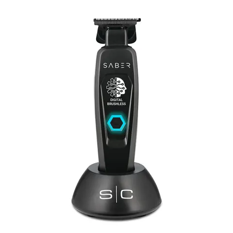 StyleCraft Saber Trimmer - Professional Cordless Hair Trimmer with Full Metal Body and Digital Brushless Motor in Black