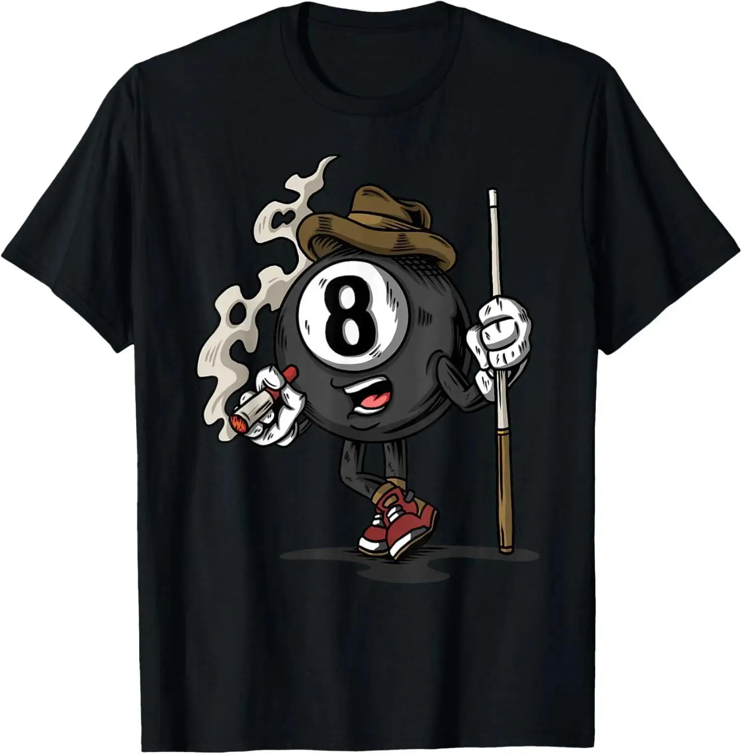 Unisex comfy printed tee featuring playful eight-ball pattern, ideal casual wear for billiard enthusiasts