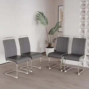 Modern Dining Chairs Set, Side Dining Room Chairs, High Back Kitchen Chairs with Faux Leather Padded Seat for Dining Room,Kitchen, Living Room  ﻿