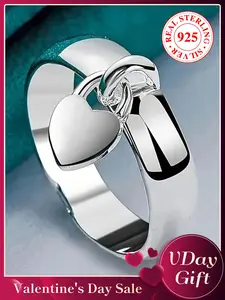 S925 Sterling Silver Heart Design Ring, Fashion Jewelry for Party, Daily Clothing Decor, Trendy All-match & Exquisite Jewelry for Birthday Gift, Heart Cluster Ring, Heart Signet Ring