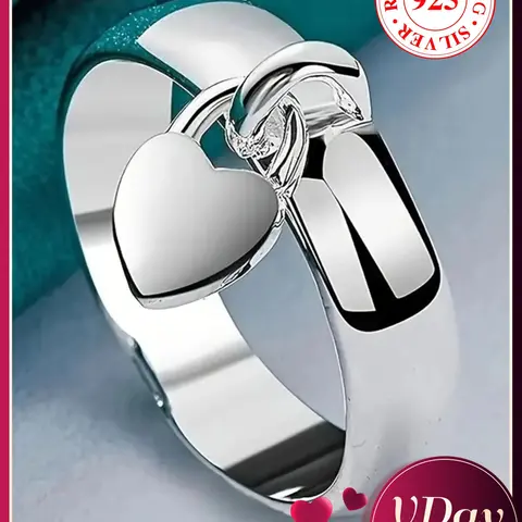 S925 Sterling Silver Heart Design Ring, Fashion Jewelry for Party, Daily Clothing Decor, Trendy All-match & Exquisite Jewelry for Birthday Gift, Heart Cluster Ring, Heart Signet Ring, Heart Shaped Ring, Fashion Rings, Beautiful Rings