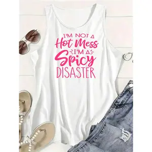 I'm Not a Hot Mess, I'm a Spicy Disaster, Women's Casual Loose Breathable Vest Top for Spring and Summer