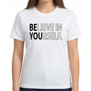 Believe In Yourself Motivational T-Shirt, Inspirational Teacher Appreciation Graphic Tee, Positive Growth Mindset Short Sleeve Apparel, Aesthetic Educator Team & Self-Love Gift Fashion Top, Viral Trendy Proud Of Yourself Statement Streetwear Crew Neck