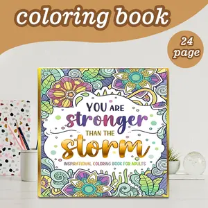Inspirational Coloring Book 'you Are Stronger Than Storms,' 24 Bold Designs, 7.9in X 7.9in, Thick Paper, Perfect Gift for Adults Kids Teens