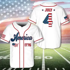 4th Of July American Flag Baseball Jersey, Independence Day Anniversary Baseball Shirt, Patriotic 250 Years of Freedom Sports Jersey for Adults and Youth