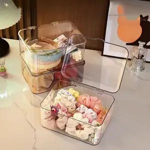Clear Dustproof Folding Storage Box for Hair Accessories, Stackable Organizer for Vanity and Bathroom, Transparent Design, Ideal Gift for Girlfriends, Durable Storage Organizer