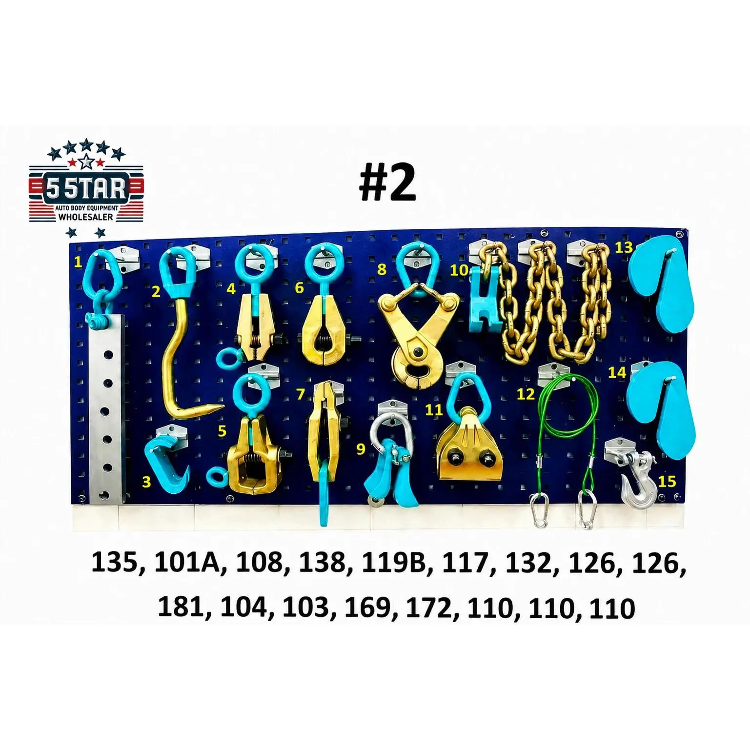 SET#2 15 Pcs HEAVY DUTY AUTO BODY FRAME MACHINE PULLING TOOLS & CLAMPS MEGA PACK