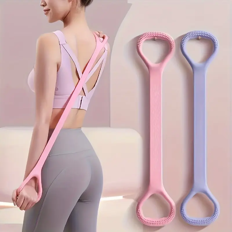 8-Shape Yoga Resistance Band, 1Pc Durable Stretching Band, Silicone Polymer Elastic Fitness Strap for Back Extension & Body Shaping, Home Gym Strength Training Accessory Home Workout Equipment Home Gym Kit