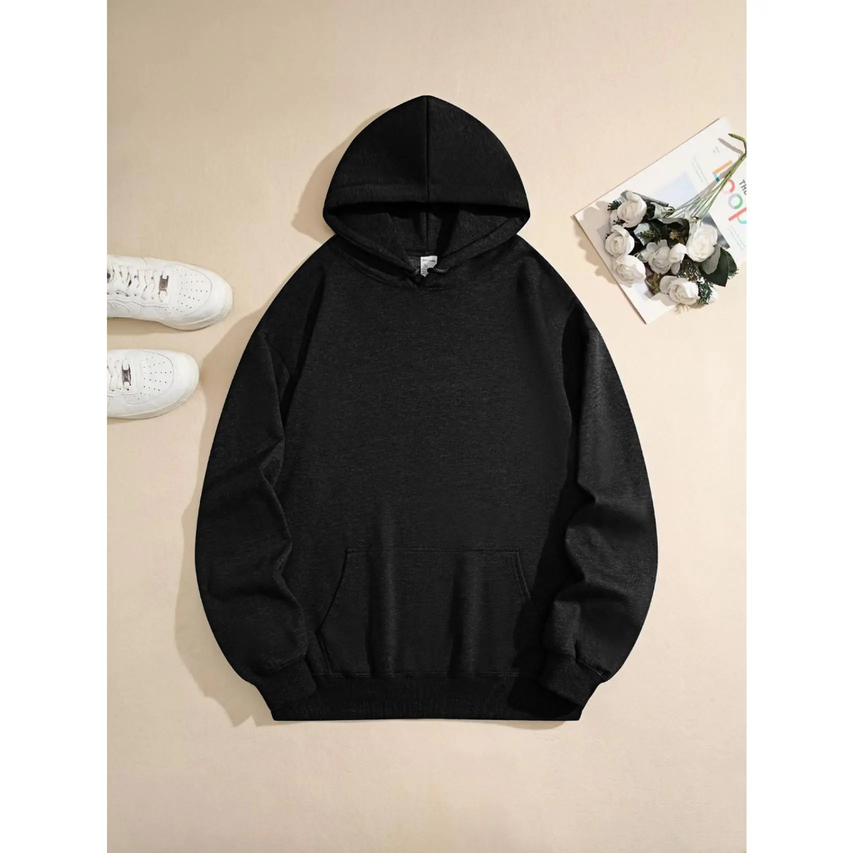 Men's Classic Cotton Blend Hoodie Sweatshirt - Longsleeves Pullover, Regular Fit, Soft Breathable Durable Fabric, Machine Washable, Menswear for Casual Outdoor Urban Wear, Streetwear