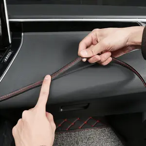 Upgrade Your Car Interior: Vibrant Red & Blue Self-Adhesive Leather Trim Strips - Car Interior Accessory, Flexible, Easy DIY (0.5/2M)