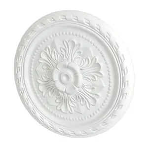FixtureDisplays 23.62 Inch Ceiling Medallion Decorative, Round White Plaster Carved Lamp Plate for Pendant Lamp Decoration, Bedroom, Living Room Cloakroom 90 Day Lead Time. 22236