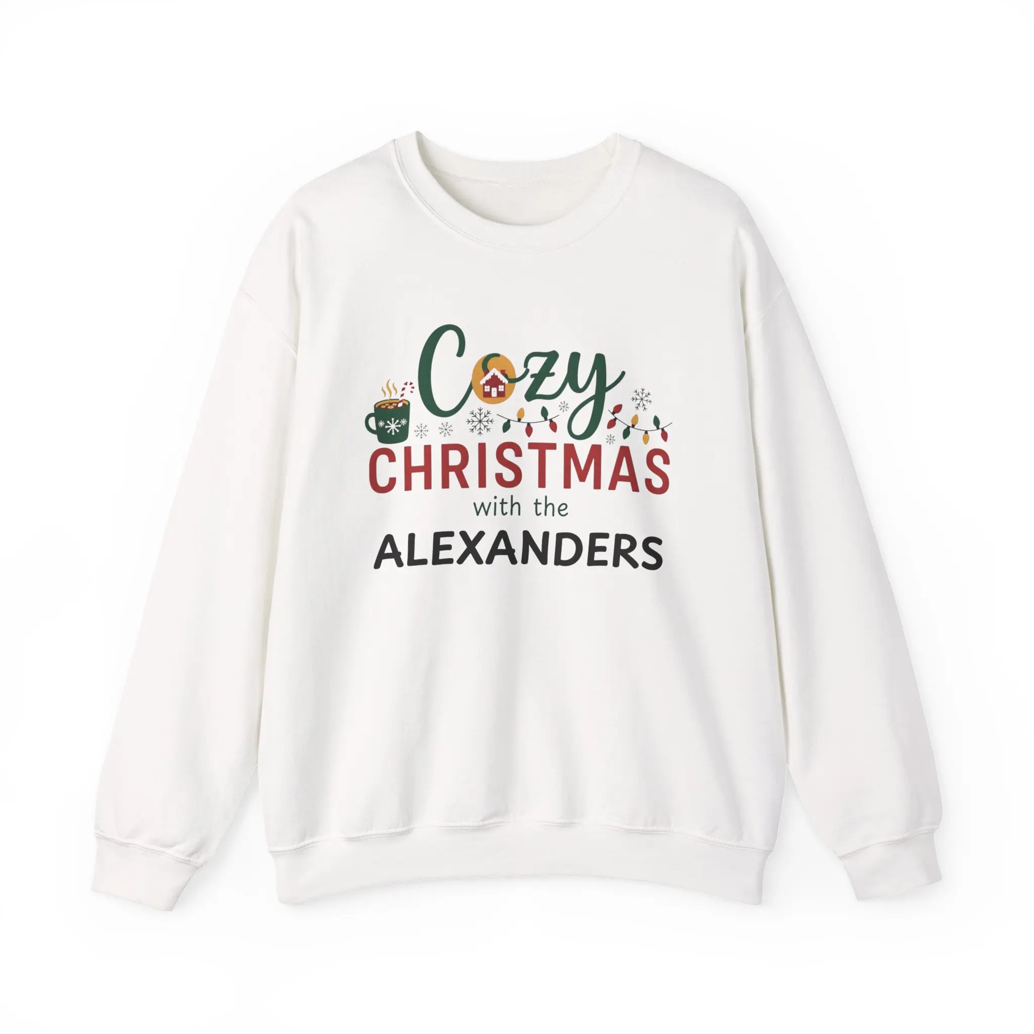 Cozy Christmas With the Alexanders Sweatshirt, Personalized Family Holiday Crewneck, Custom Christmas Sweater, Cozy Unisex Winter Pullover