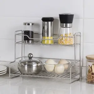 New Dual-Layer Storage Rack Kitchen Spice Holder, Multi-Functional Home Bathroom Washroom Organizer Drain Cup Stand